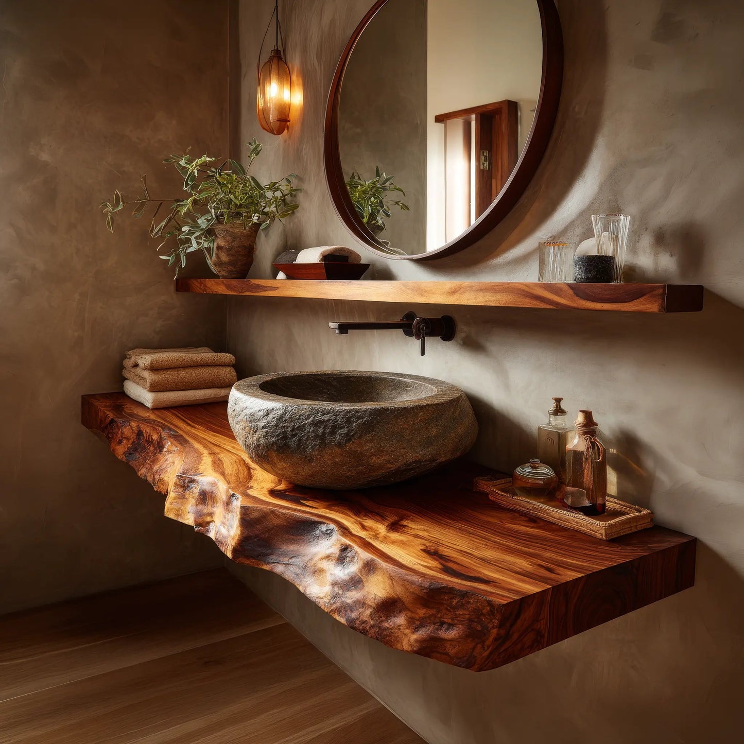 Norevyn Live Edge Solid Wood Floating Bathroom Vanity SPA965428 Kitchnce