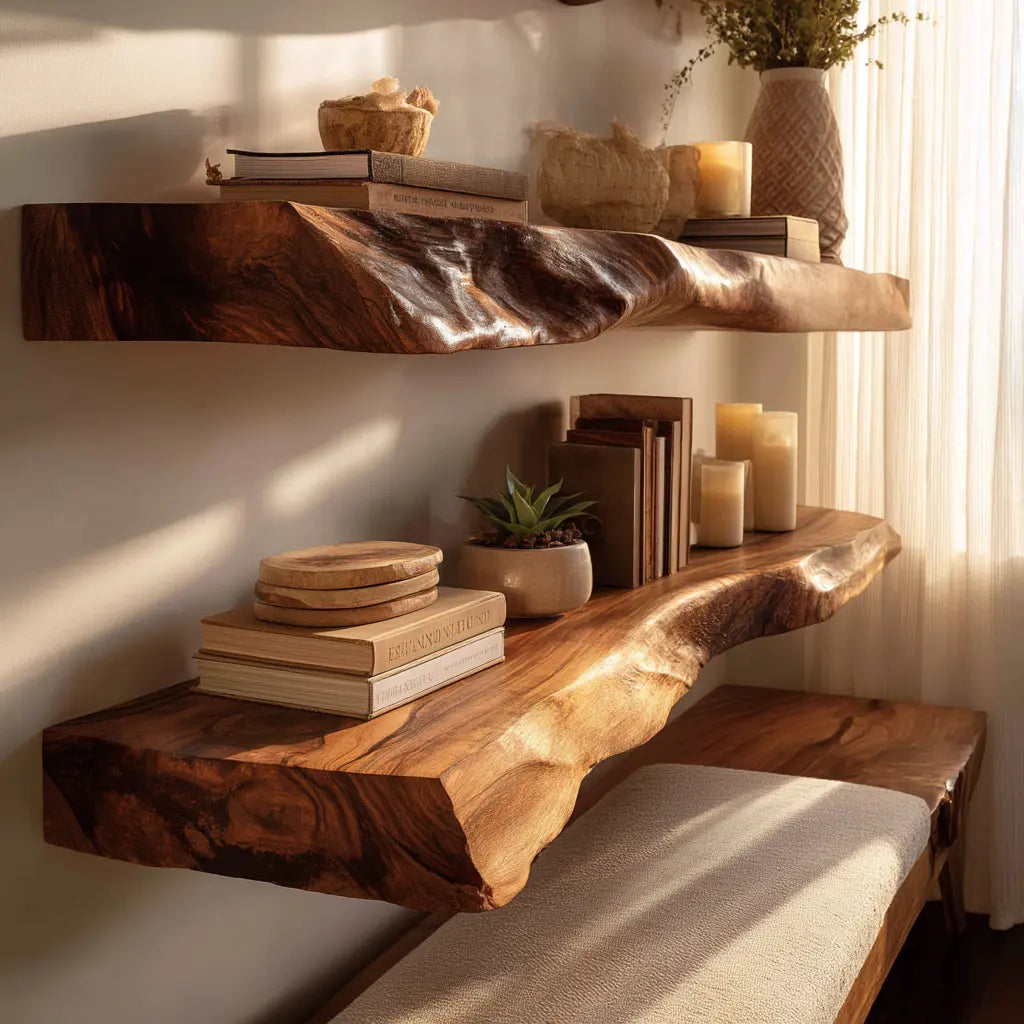 Norvain Live Edge Solid Wood Floating Shelf SPA802314 Kitchnce