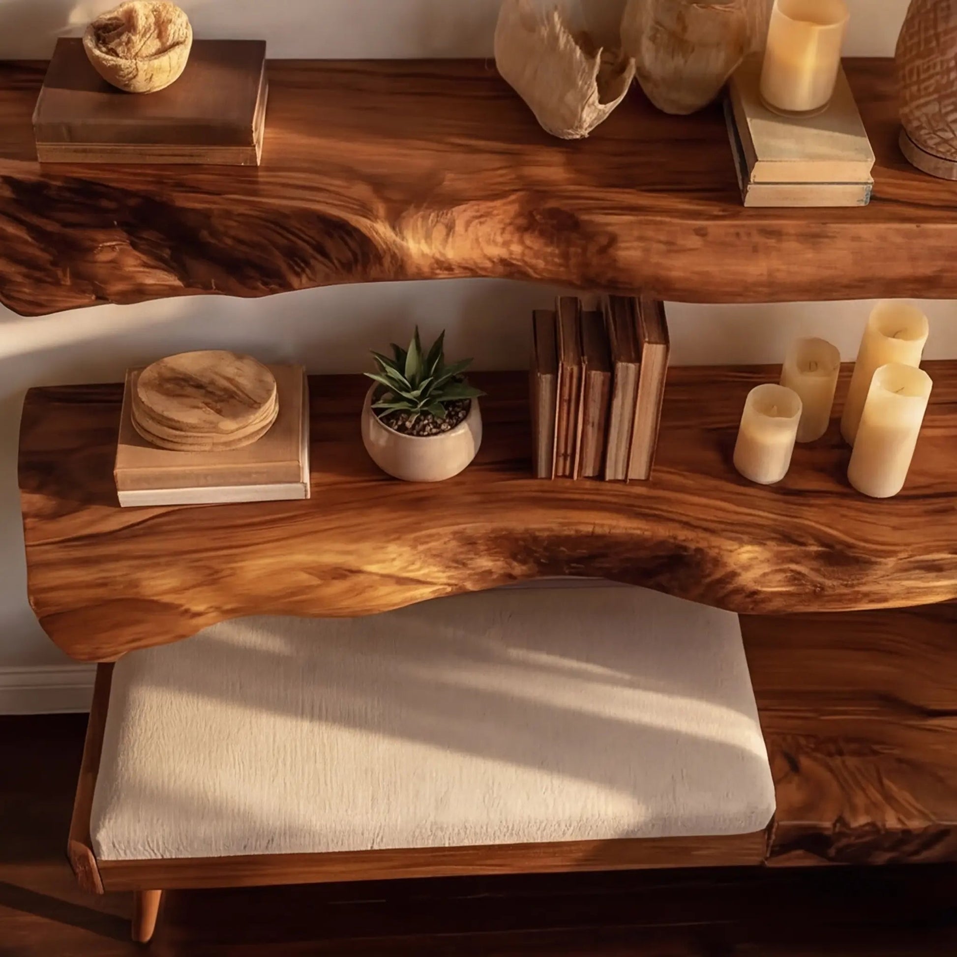 Norvain Live Edge Solid Wood Floating Shelf SPA802314 Kitchnce