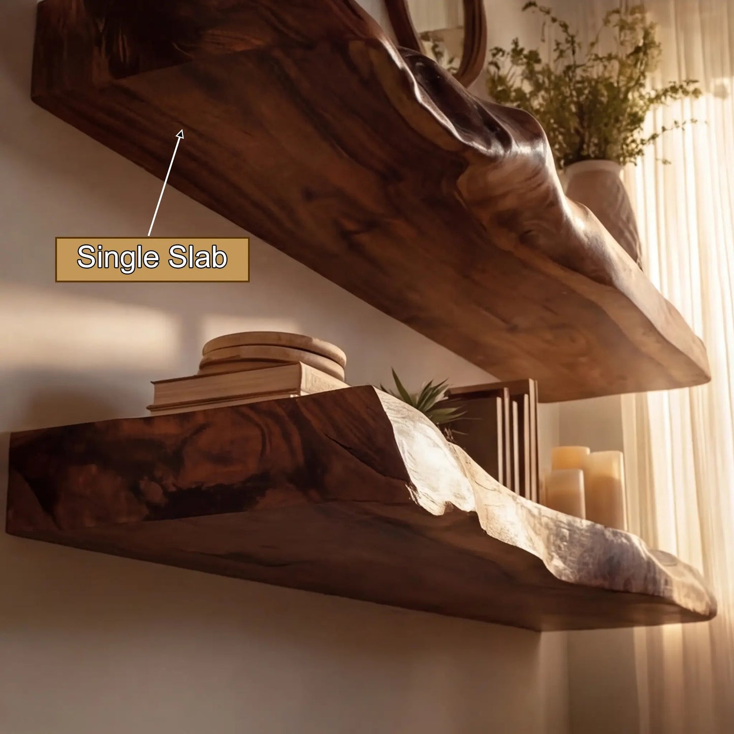 Norvain Live Edge Solid Wood Floating Shelf SPA802314 Kitchnce