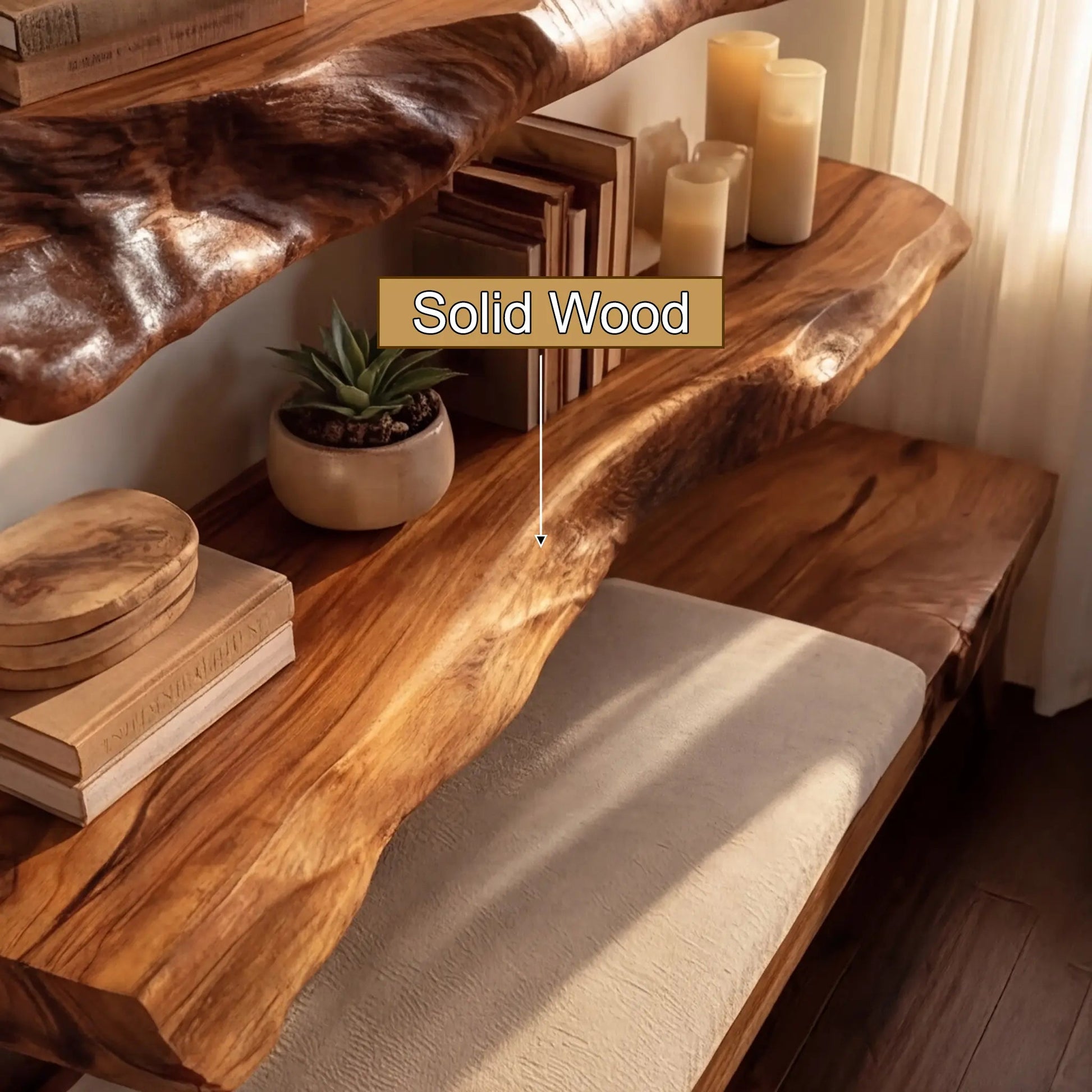 Norvain Live Edge Solid Wood Floating Shelf SPA802314 Kitchnce