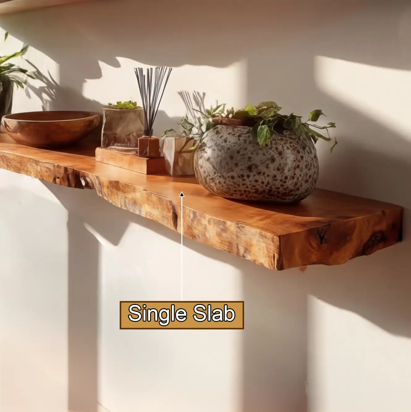 Norvane Live Edge Solid Wood Floating Shelf SPA129236 Kitchnce