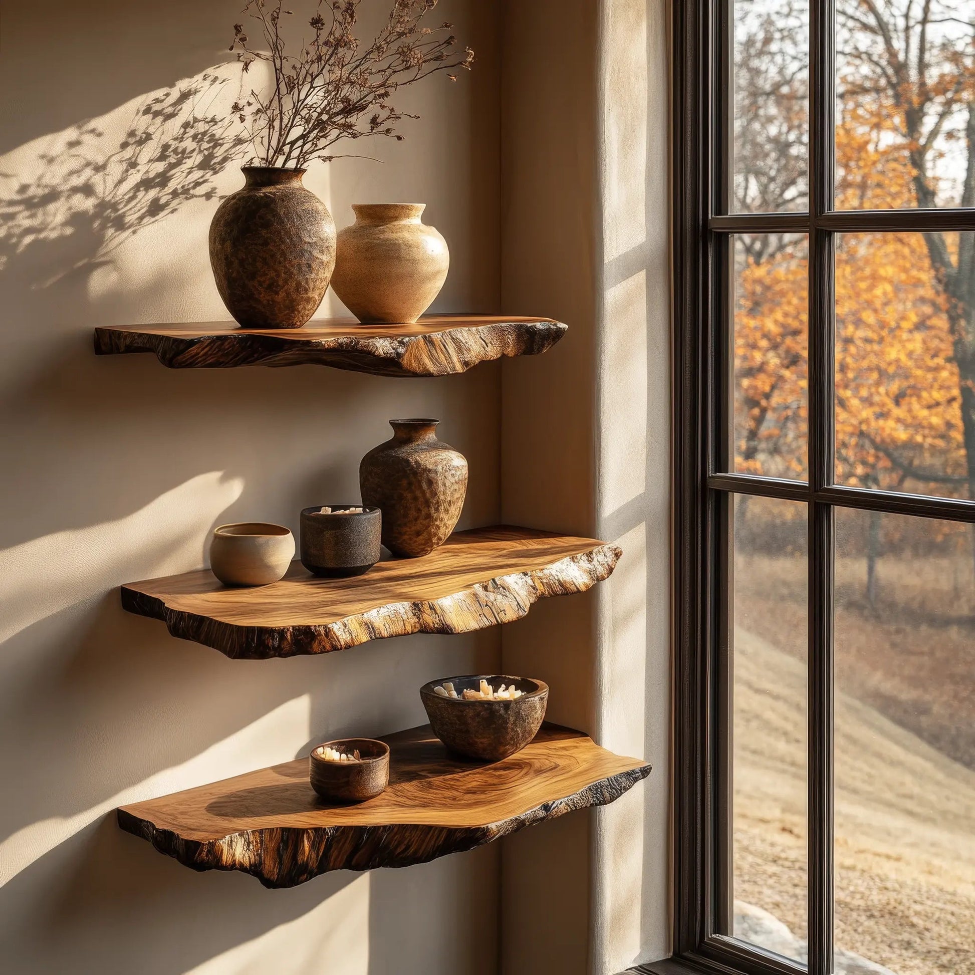 Norvella Live Edge Solid Wood Floating Shelf SPA583831 Kitchnce