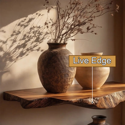 Norvella Live Edge Solid Wood Floating Shelf SPA583831 Kitchnce