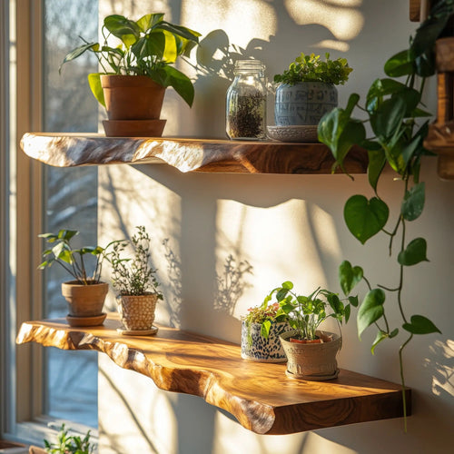 Norvello Live Edge Solid Wood Floating Shelf SPA959352 Kitchnce