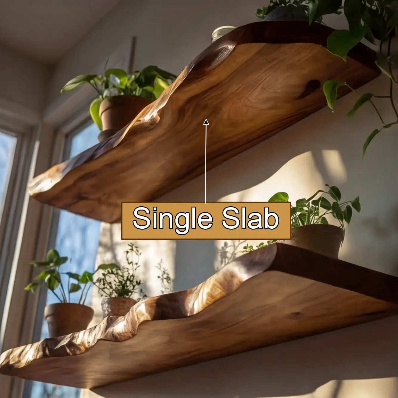Norvello Live Edge Solid Wood Floating Shelf SPA959352 Kitchnce