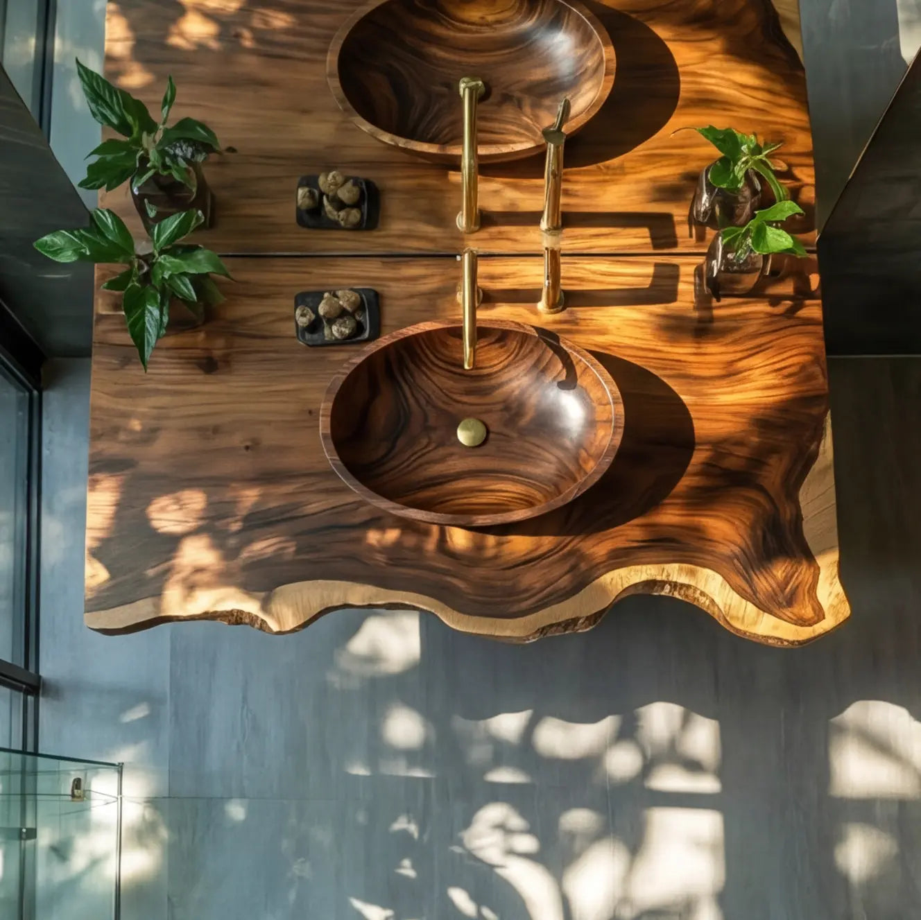 Norvessa Live Edge Solid Wood Floating Bathroom Vanity SPA364656 Kitchnce