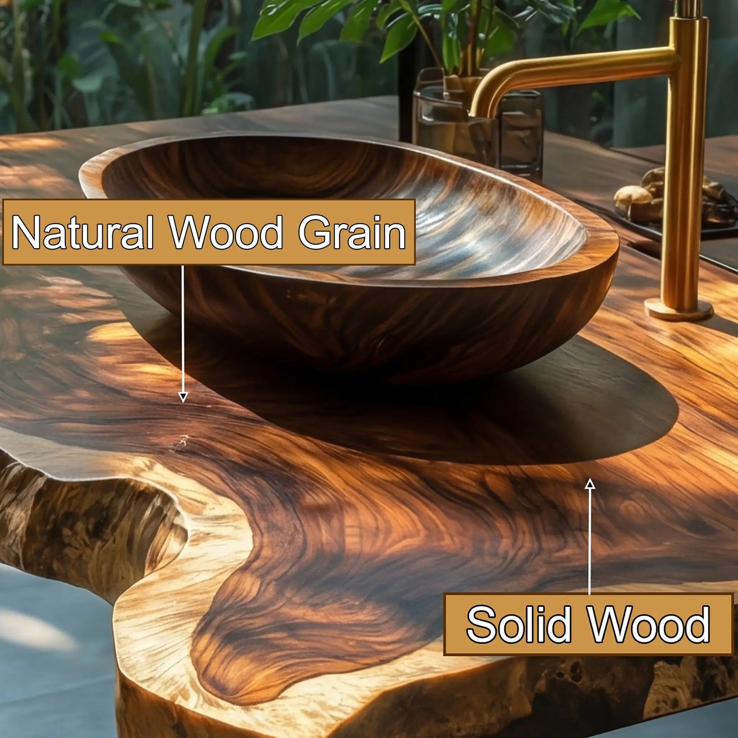 Norvessa Live Edge Solid Wood Floating Bathroom Vanity SPA364656 Kitchnce