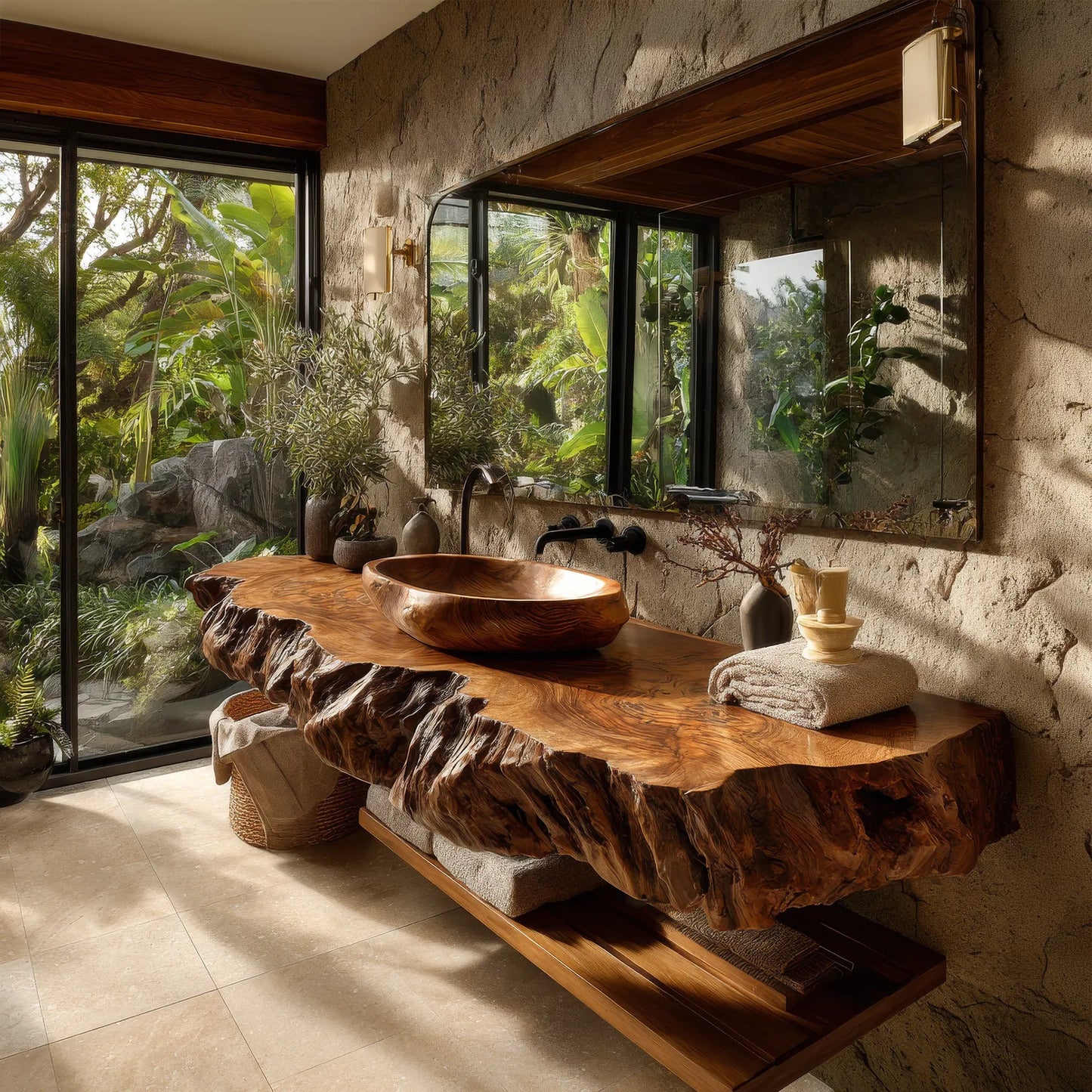 Norvian Live Edge Solid Wood Floating Bathroom Vanity SPA905613 Kitchnce