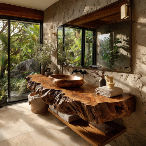 Norvian Live Edge Solid Wood Floating Bathroom Vanity SPA905613 Kitchnce