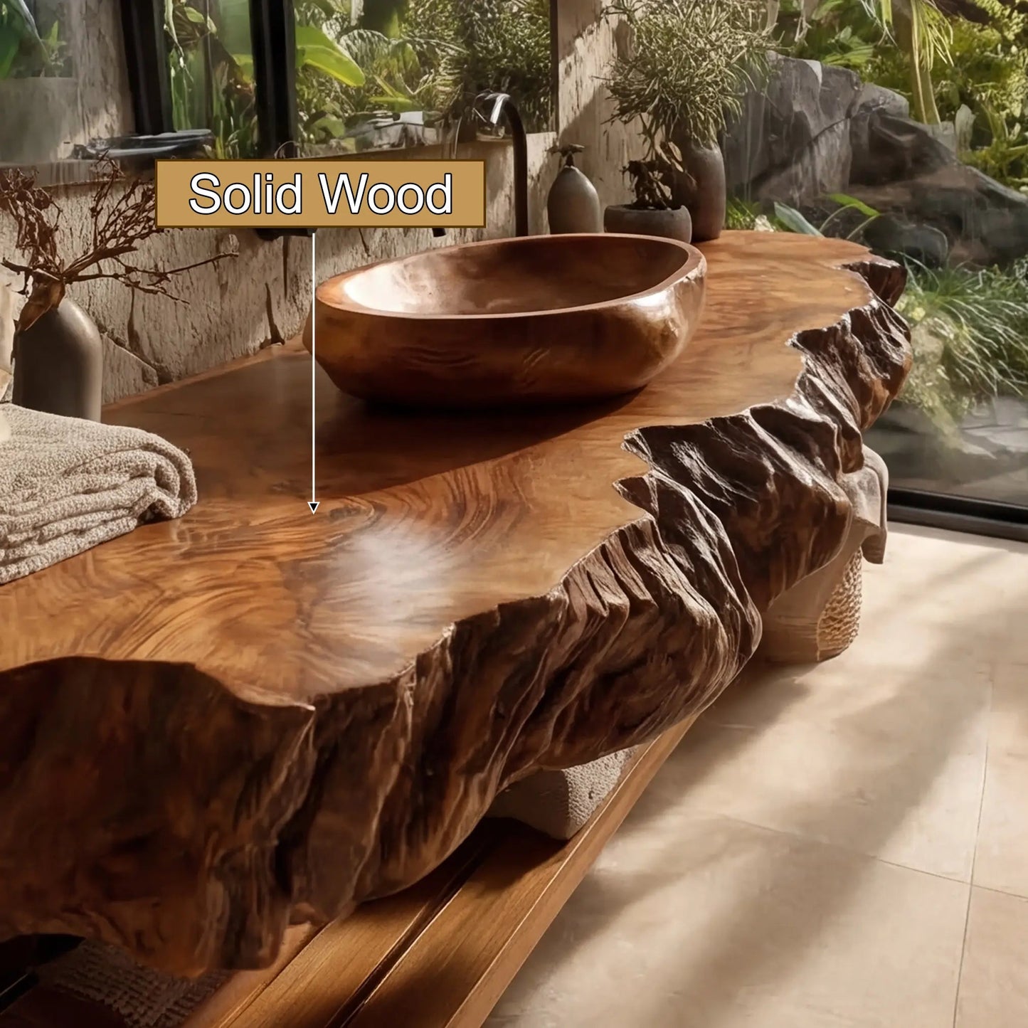 Norvian Live Edge Solid Wood Floating Bathroom Vanity SPA905613 Kitchnce