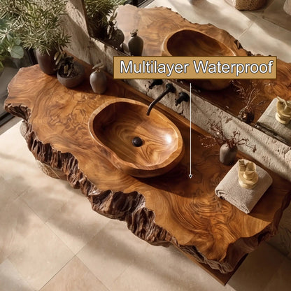 Norvian Live Edge Solid Wood Floating Bathroom Vanity SPA905613 Kitchnce