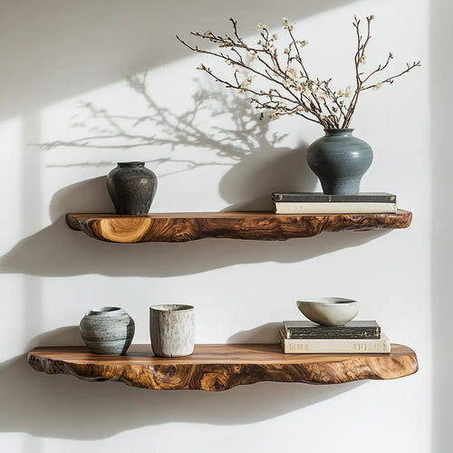 Norvyn Live Edge Solid Wood Floating Shelf SPA653921 Kitchnce