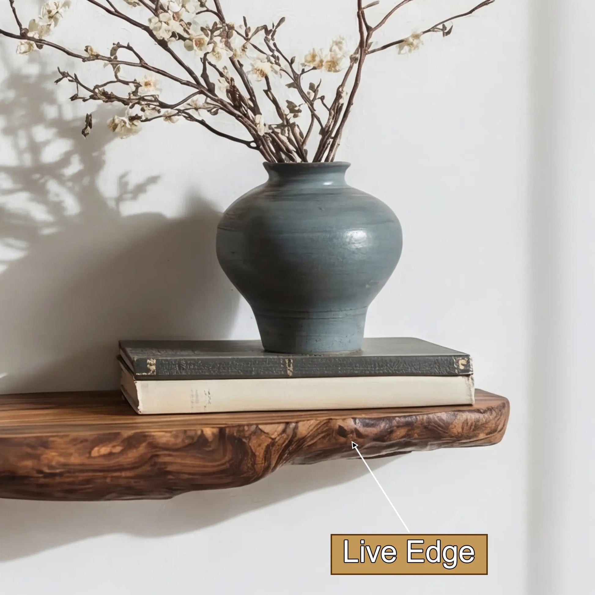 Norvyn Live Edge Solid Wood Floating Shelf SPA653921 Kitchnce