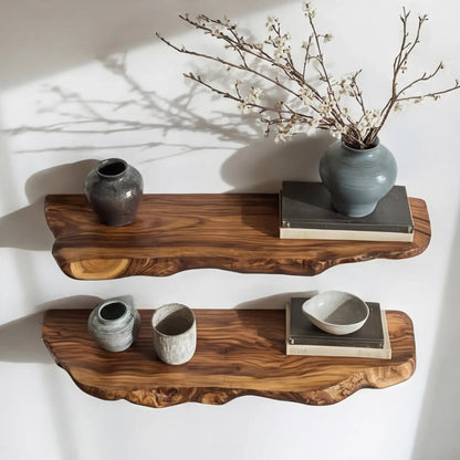 Norvyn Live Edge Solid Wood Floating Shelf SPA653921 Kitchnce