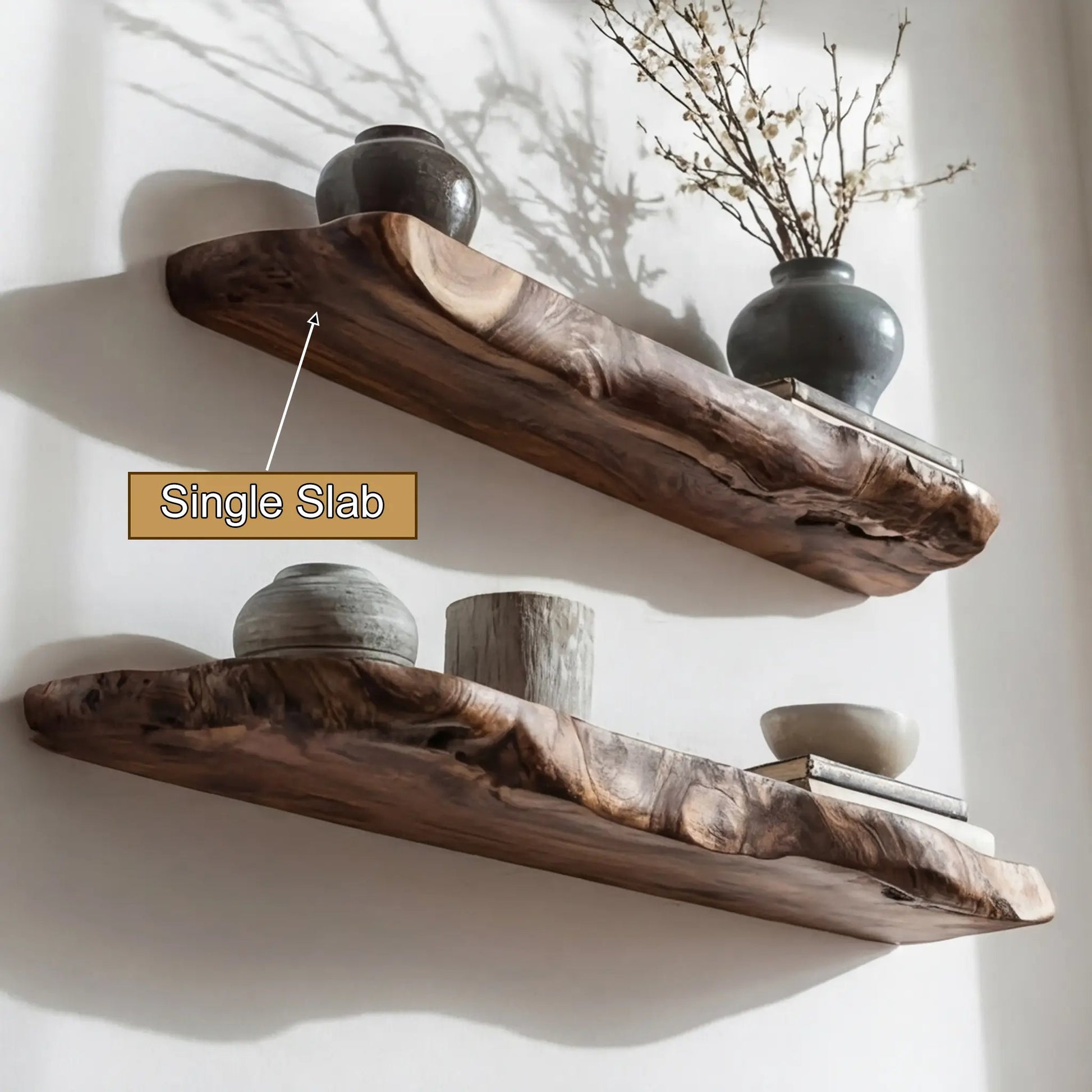 Norvyn Live Edge Solid Wood Floating Shelf SPA653921 Kitchnce