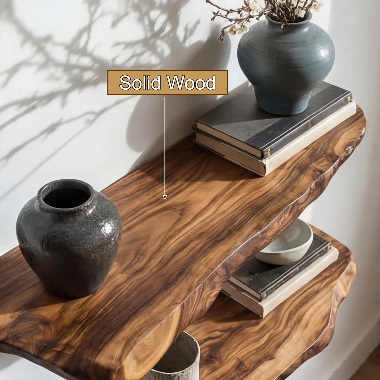Norvyn Live Edge Solid Wood Floating Shelf SPA653921 Kitchnce