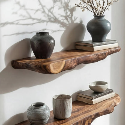 Norvyn Live Edge Solid Wood Floating Shelf SPA653921 Kitchnce
