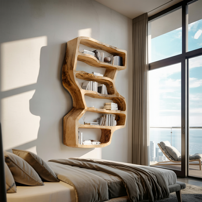 Organic Sculptural Wall Bookcase For Living Room Decor Kitchnce