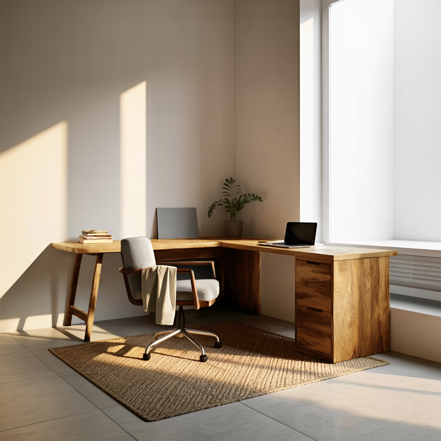 Luxury L Shaped Desk With Drawer For Home Office Kitchnce