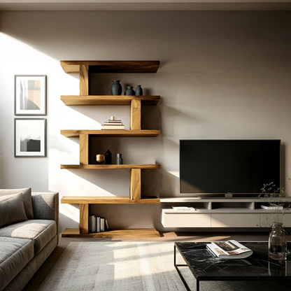 Contemporary Bookshelf With Clean Lines For Living Room Kitchnce