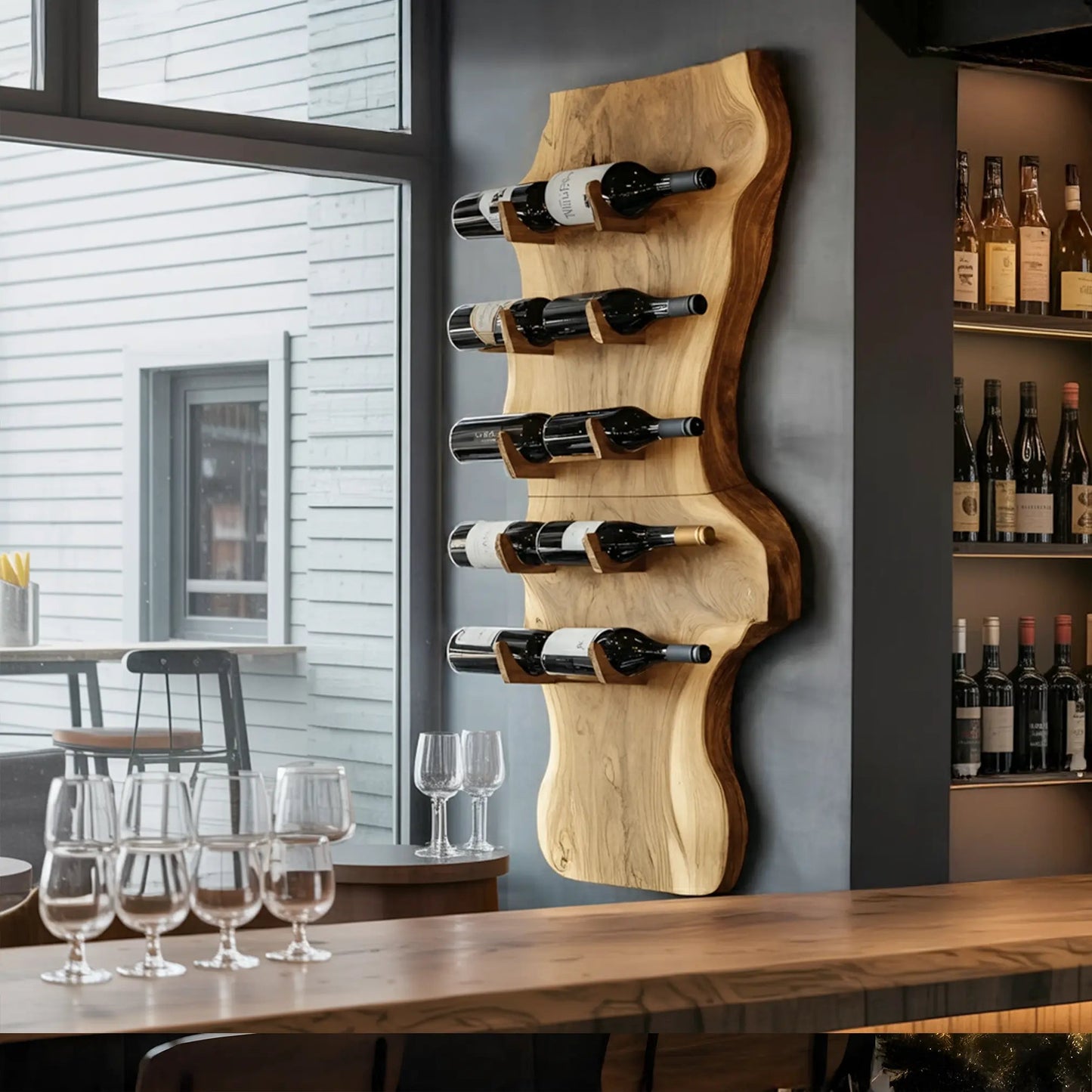 Modern Solid Wood Wine Rack For Living Room And Bar Display Kitchnce