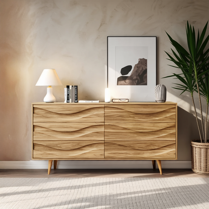 Modern Carved Wave Front Sideboard For Entryway Living Room Kitchnce