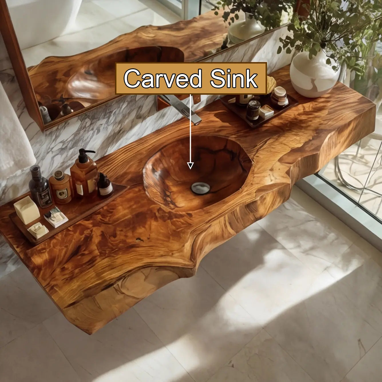 Orlith Live Edge Solid Wood Floating Bathroom Vanity with Integrated Sink SPA665452 Kitchnce