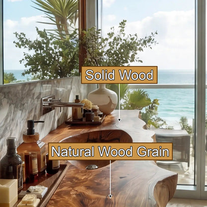 Orlith Live Edge Solid Wood Floating Bathroom Vanity with Integrated Sink SPA665452 Kitchnce