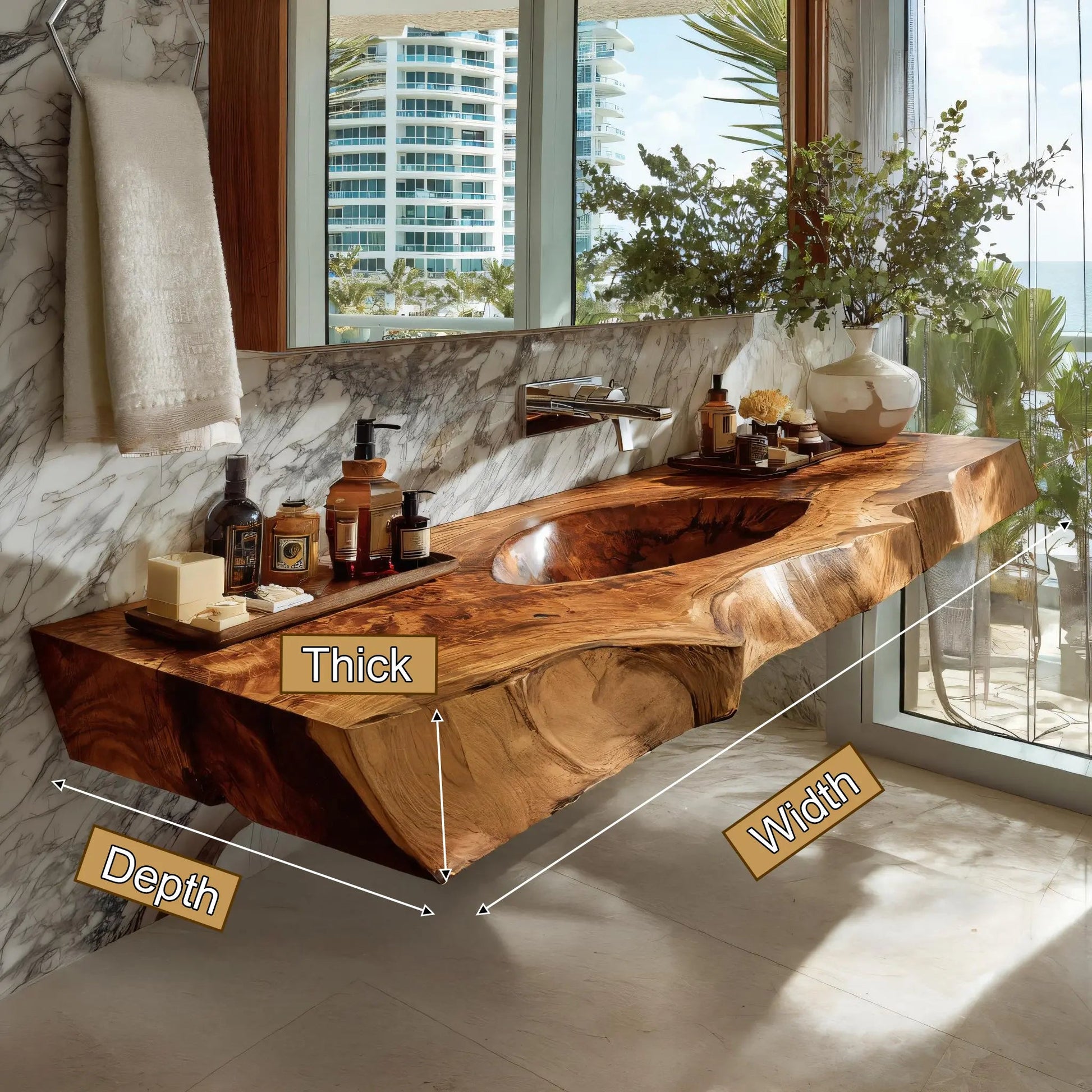 Orlith Live Edge Solid Wood Floating Bathroom Vanity with Integrated Sink SPA665452 Kitchnce