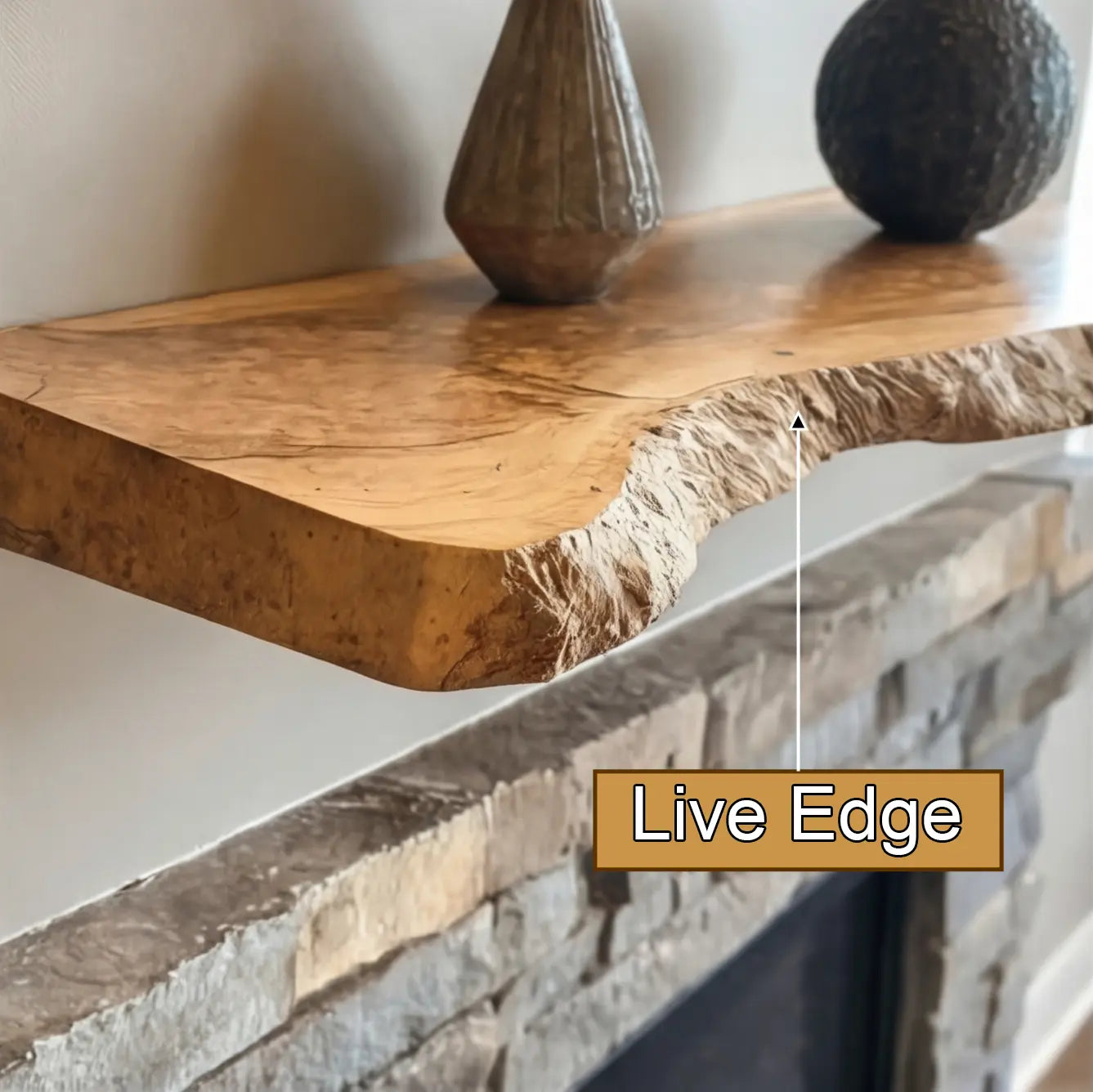 Orliven Live Edge Solid Wood Floating Shelf SPA359832 Kitchnce