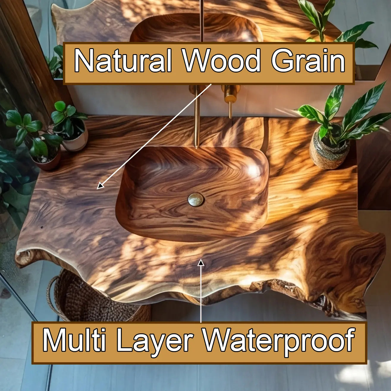 Orvella Live Edge Solid Wood Floating Bathroom Vanity with Integrated Sink SPA395554 Kitchnce