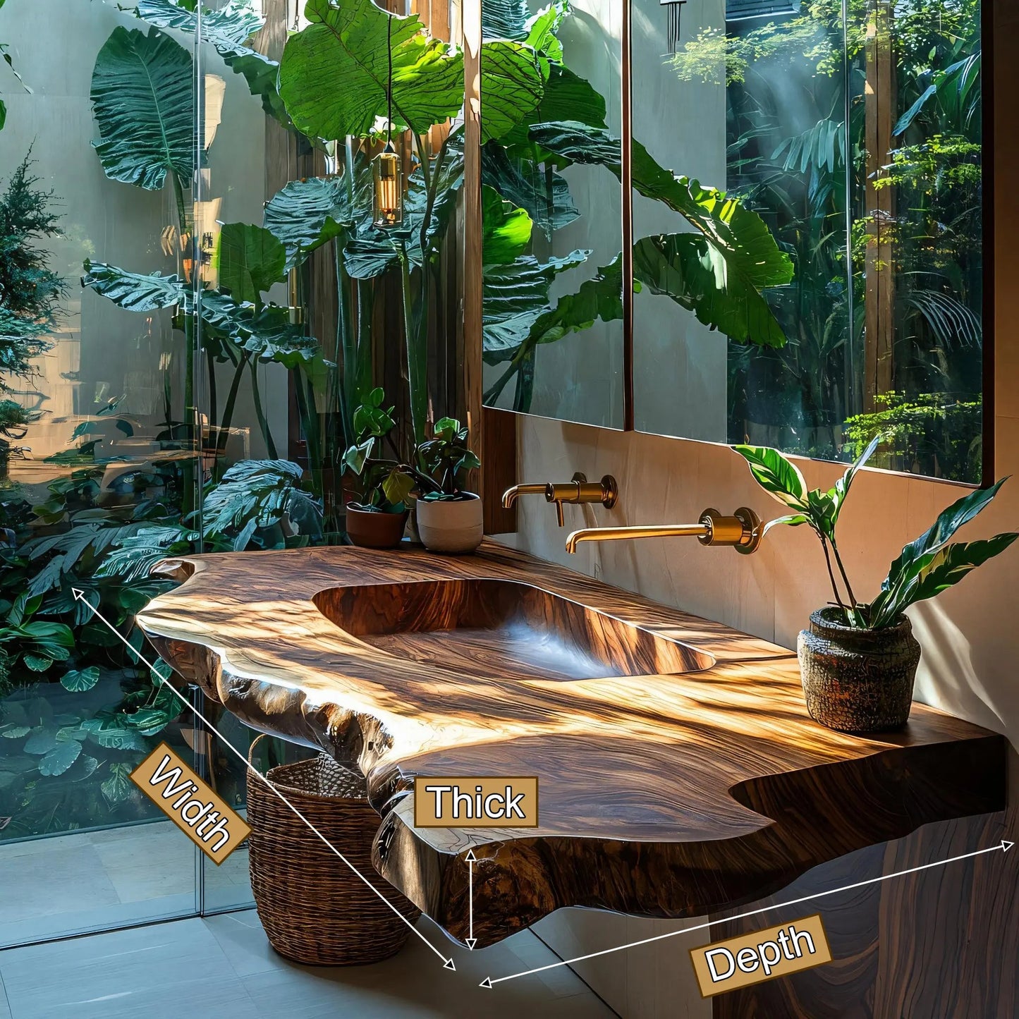 Orvella Live Edge Solid Wood Floating Bathroom Vanity with Integrated Sink SPA395554 Kitchnce