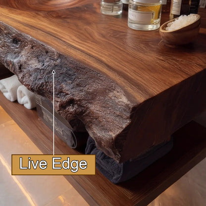 Orvello Handcrafted Live Edge Solid Wood Floating Bathroom Vanity with Integrated Sink SPA361872 Kitchnce