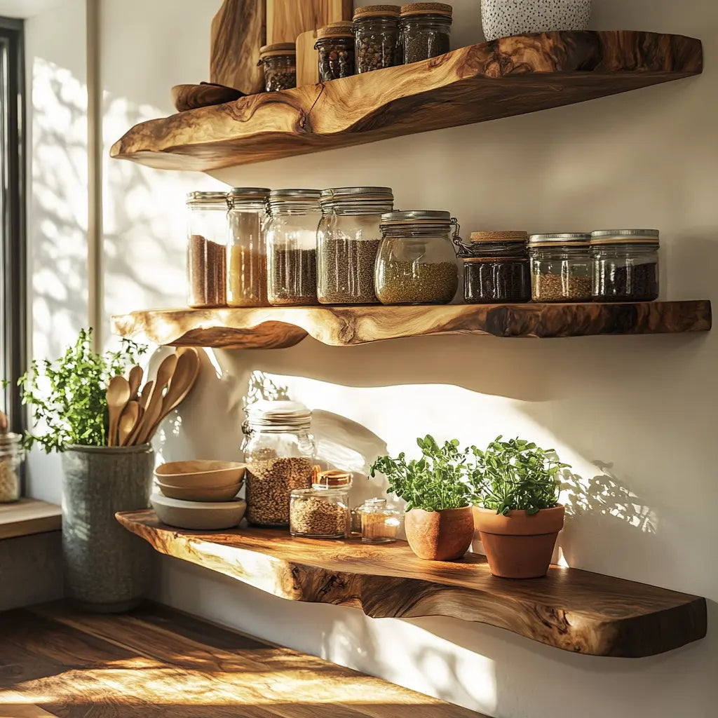 Orveth Live Edge Solid Wood Floating Shelf SPA524698 Kitchnce