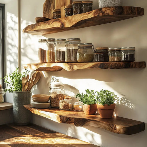 Orveth Live Edge Solid Wood Floating Shelf SPA524698 Kitchnce
