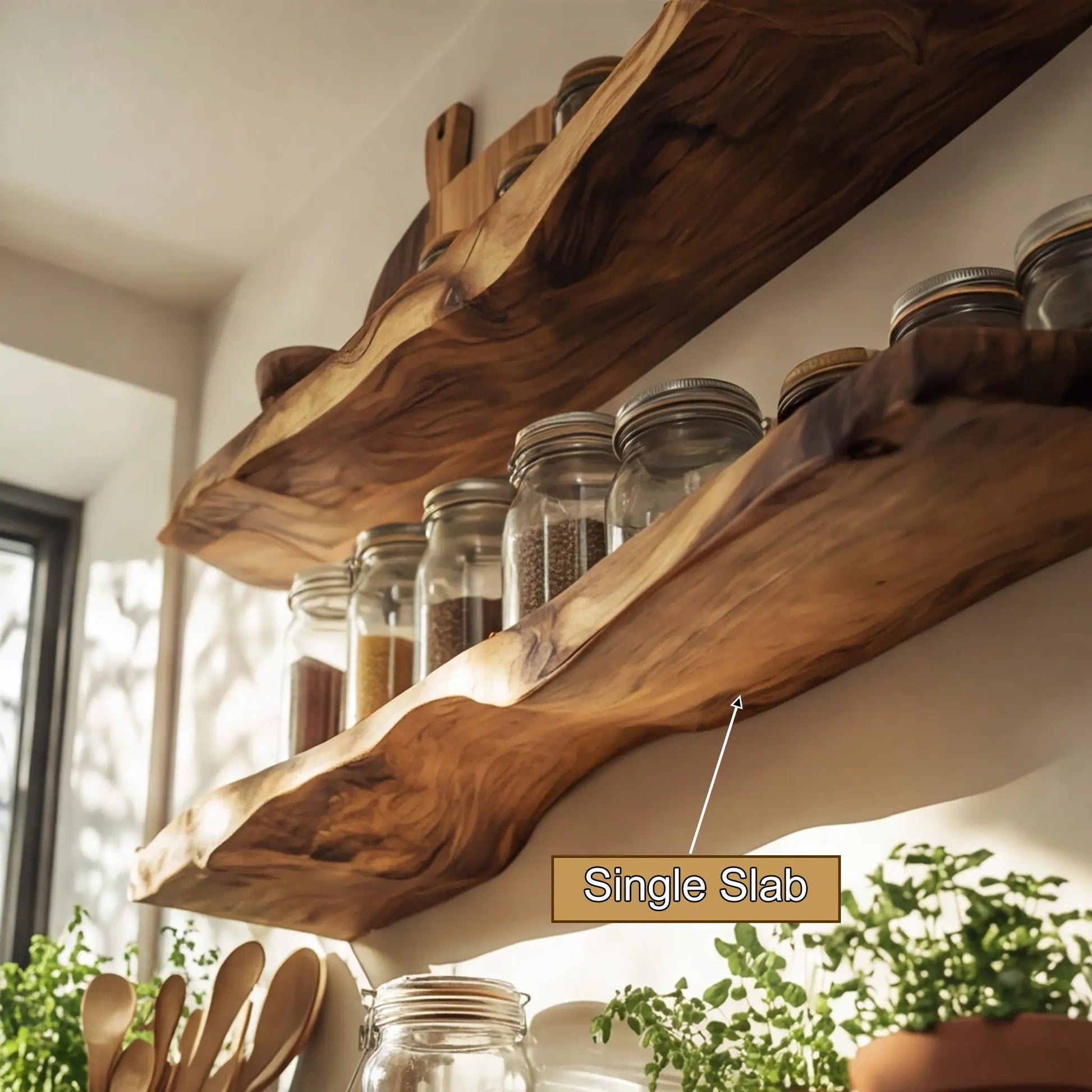 Orveth Live Edge Solid Wood Floating Shelf SPA524698 Kitchnce