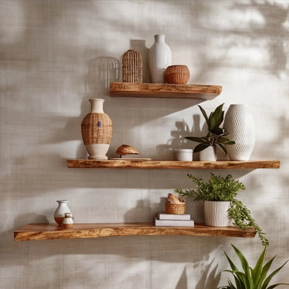 Orvian Live Edge Solid Wood Floating Shelf SPA175851 Kitchnce