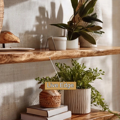 Orvian Live Edge Solid Wood Floating Shelf SPA175851 Kitchnce