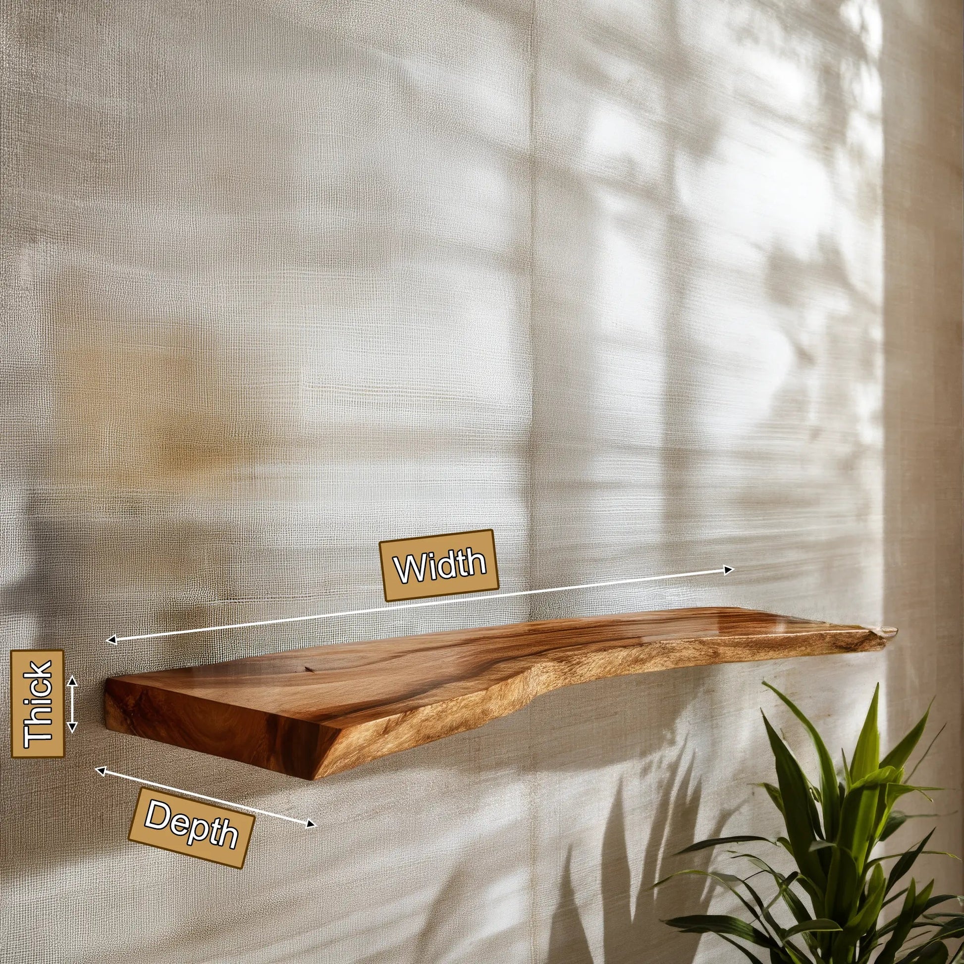 Orvian Live Edge Solid Wood Floating Shelf SPA175851 Kitchnce
