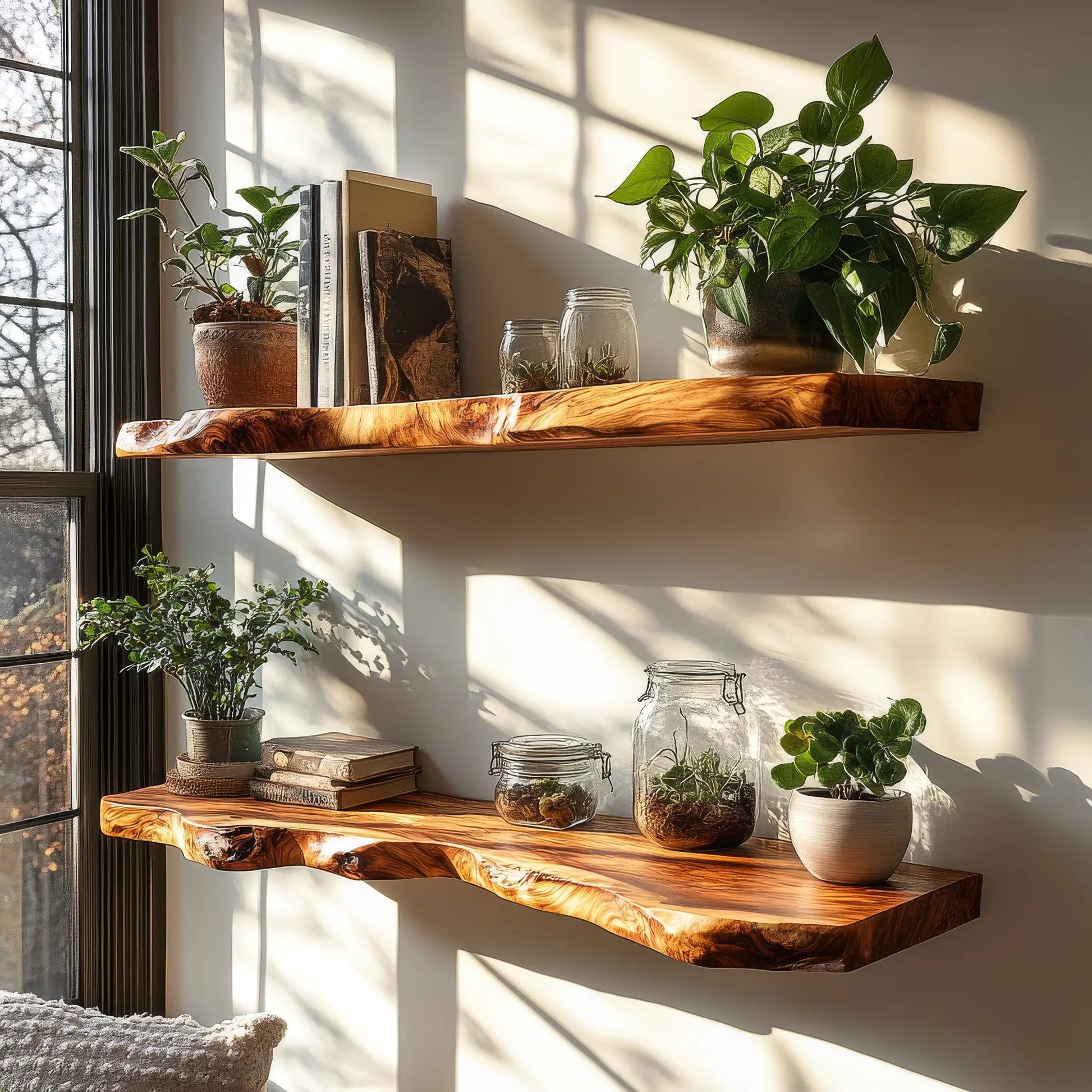 Orvino Live Edge Solid Wood Floating Shelf SPA369492 Kitchnce
