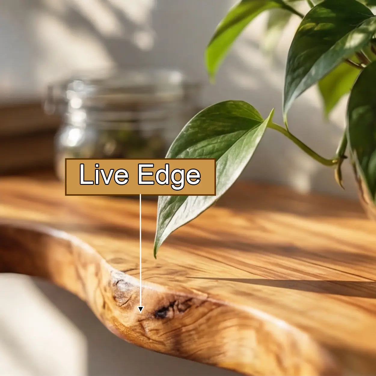 Orvino Live Edge Solid Wood Floating Shelf SPA369492 Kitchnce
