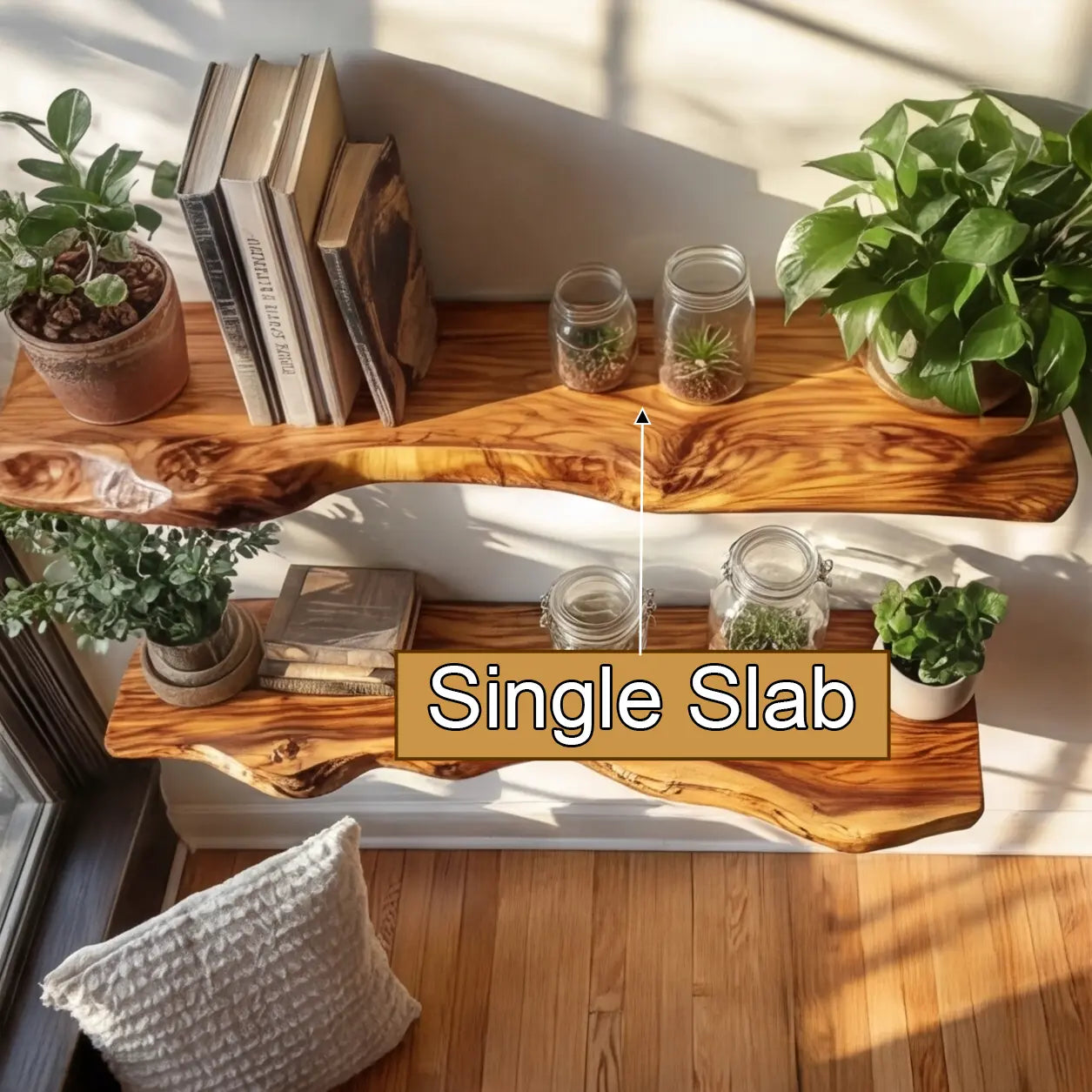 Orvino Live Edge Solid Wood Floating Shelf SPA369492 Kitchnce