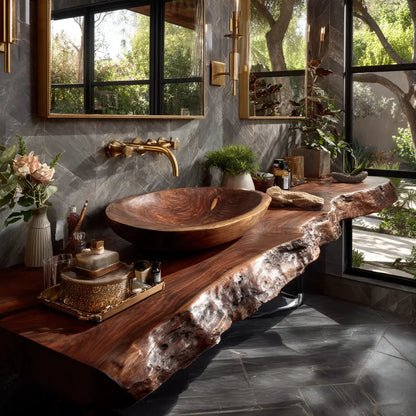 Orvyn Live Edge Solid Wood Floating Bathroom Vanity SPA524639 Kitchnce