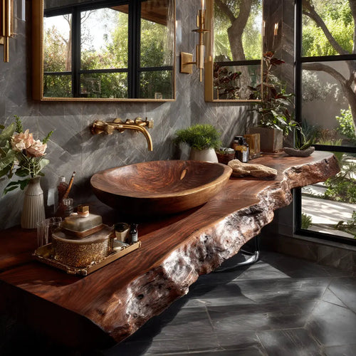 Orvyn Live Edge Solid Wood Floating Bathroom Vanity SPA524639 Kitchnce