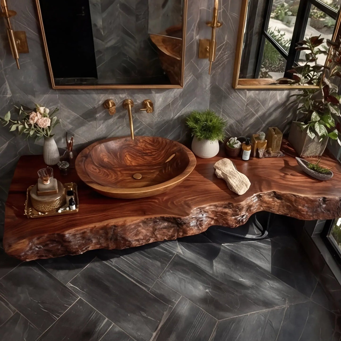 Orvyn Live Edge Solid Wood Floating Bathroom Vanity SPA524639 Kitchnce