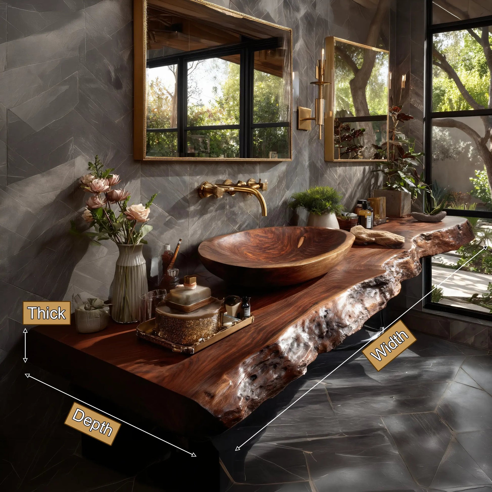 Orvyn Live Edge Solid Wood Floating Bathroom Vanity SPA524639 Kitchnce