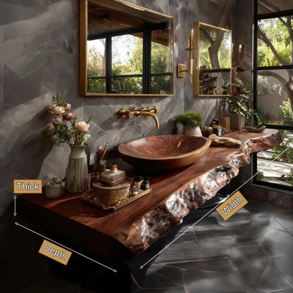 Orvyn Live Edge Solid Wood Floating Bathroom Vanity SPA524639 Kitchnce