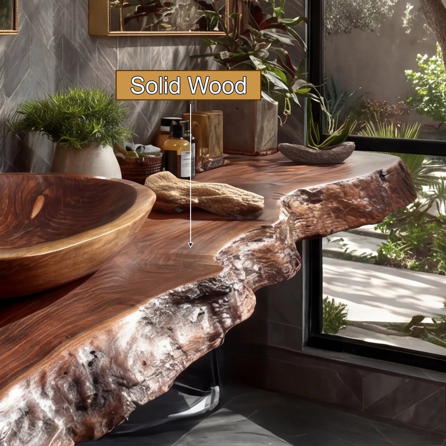 Orvyn Live Edge Solid Wood Floating Bathroom Vanity SPA524639 Kitchnce