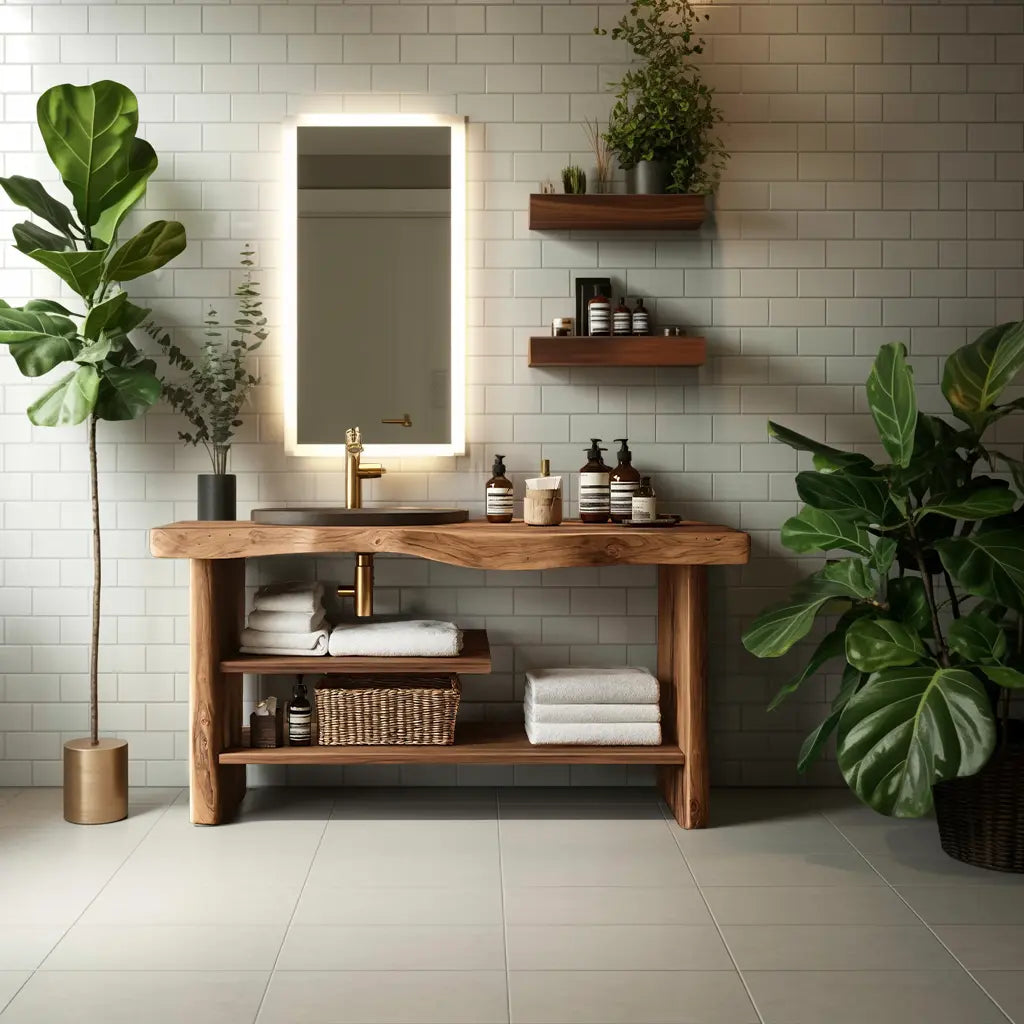 Handcrafted Wooden Storage Vanity For Bathroom Decor Kitchnce
